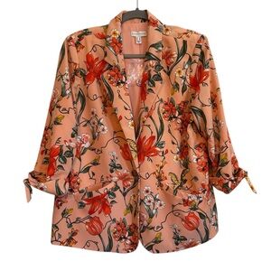 Susan Graver Floral Blazer - Peach and Red